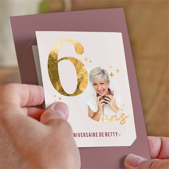 Invitation anniversaire Paillette couleur 60 ans réf.N231139