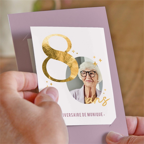 Invitation anniversaire Paillette couleur 80 ans réf.N231141