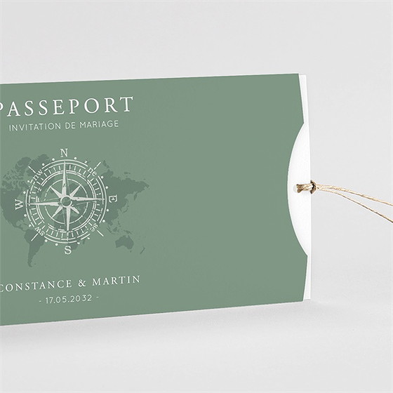Faire-part mariage passeport tropical pochette