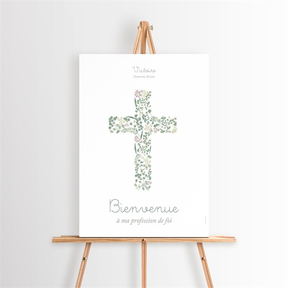Panneau bienvenue profession de foi Croix nature réf.N260631