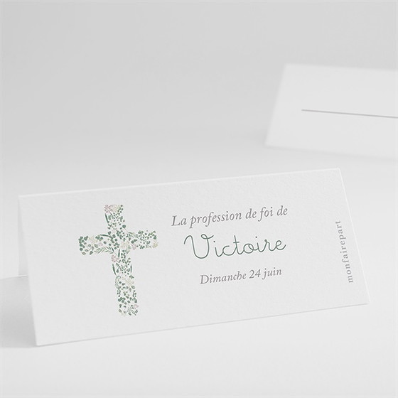 Marque-place profession de foi croix nature