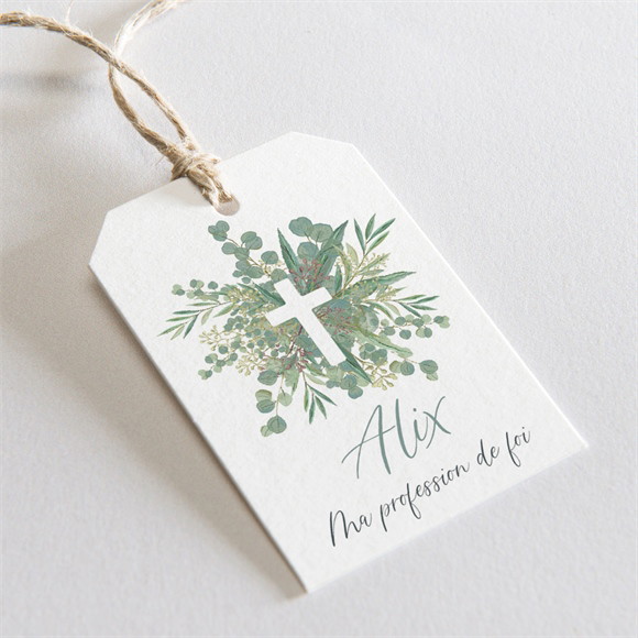 Etiquette profession de foi Croix et feuillage réf.N2911274