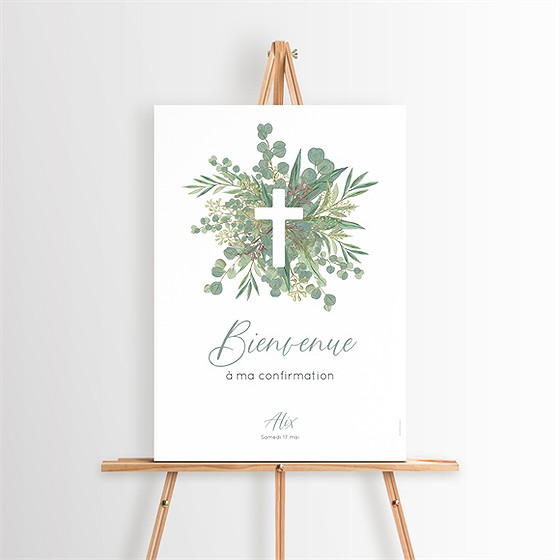 Panneau bienvenue reflet d'une croix
