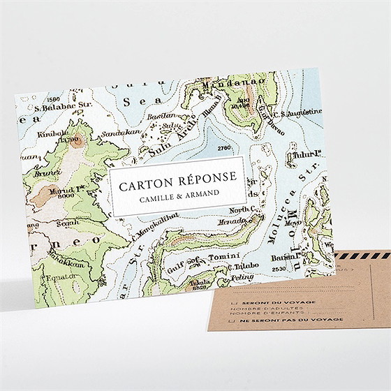Carton réponse mariage carte du monde