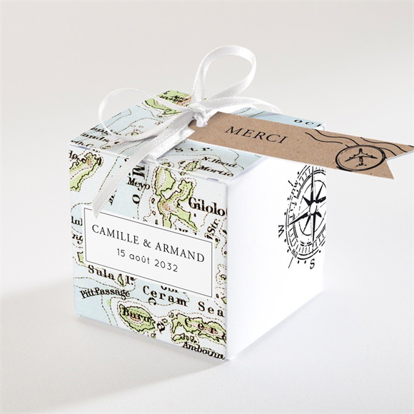 Boîte de dragées mariage Carte du monde réf.N340853