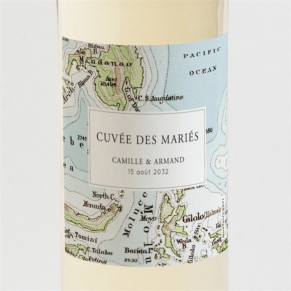 Etiquette de bouteille mariage Carte du monde réf.N3002248