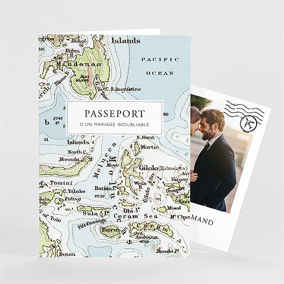 Remerciement mariage carte du monde