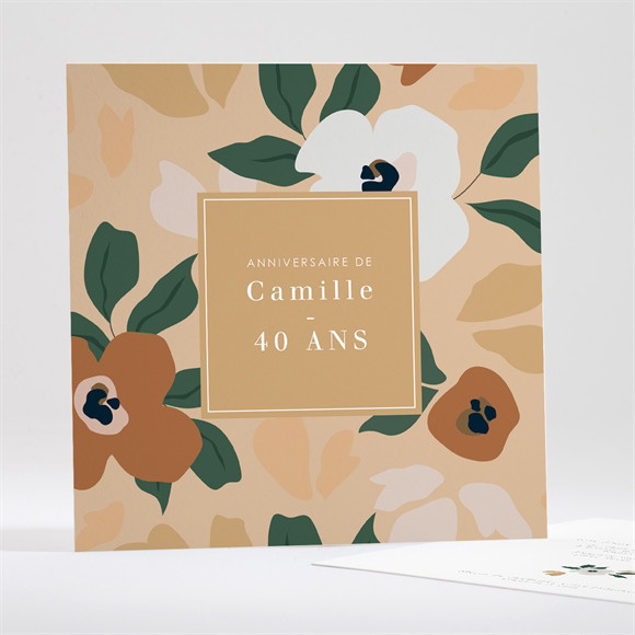 Invitation anniversaire Aplats de fleurs 40 ans réf.N351682