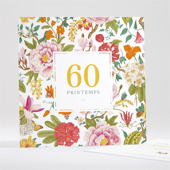 Invitation anniversaire Fleurs colorées 60 ans réf.N351683