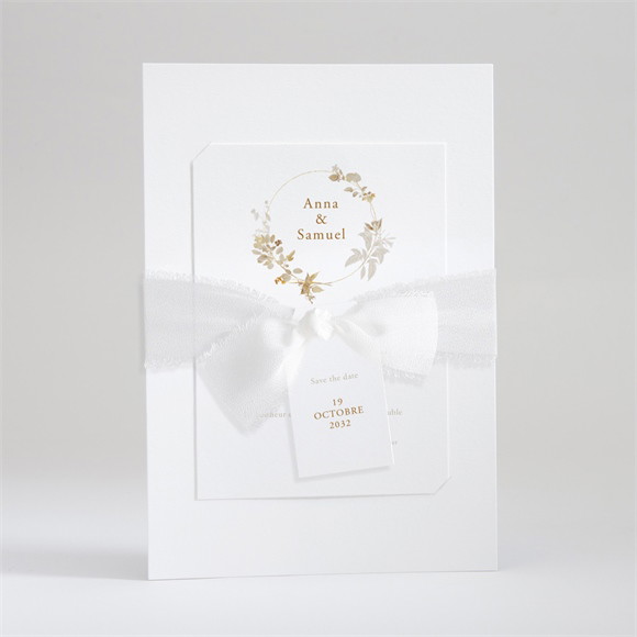 Faire-part mariage Délicatesse végétale superposé réf.N99182