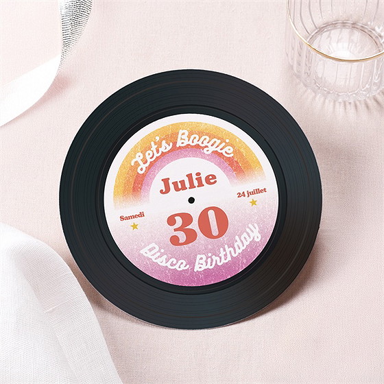 Invitation anniversaire disque vinyle 30 ans