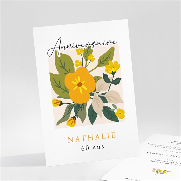 Invitation anniversaire Tableau fleurs 60 ans réf.N251179