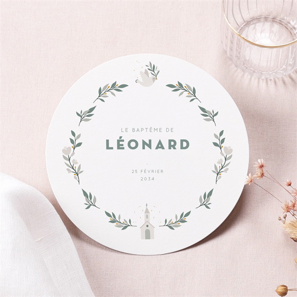 Faire-part de baptême Petite église rond réf.N321302