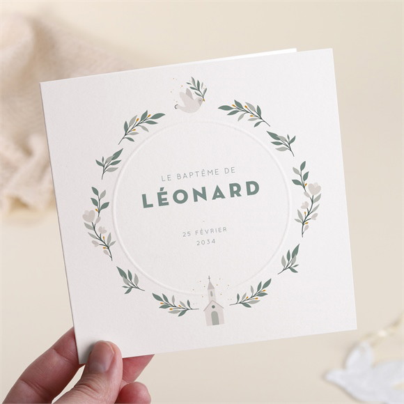 Faire-part de baptême Petite église gaufrage réf.N451690