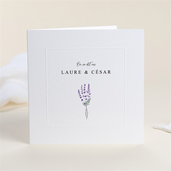 Faire-part mariage Lavande gaufrage réf.N451691