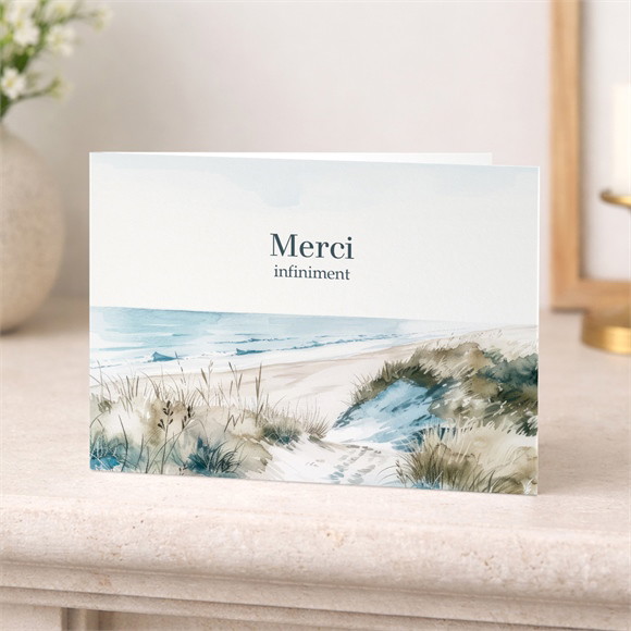 Remerciement décès Empreinte aquarelle paysage réf.N42189