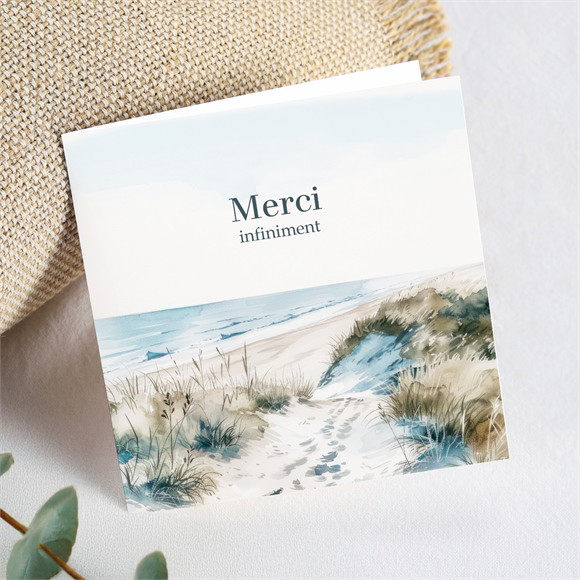 Remerciement décès Empreinte aquarelle plié réf.N451692