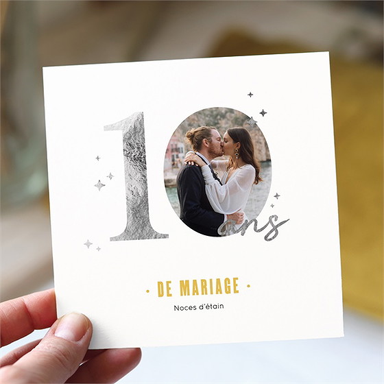 Invitation anniversaire de mariage noces d'étain 10 ans