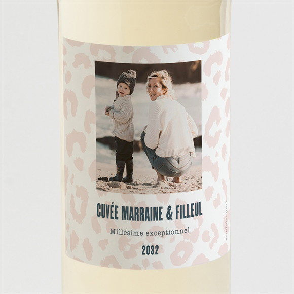 Étiquette de bouteille demande parrain marraine Imprimé Léopard réf.N3002255
