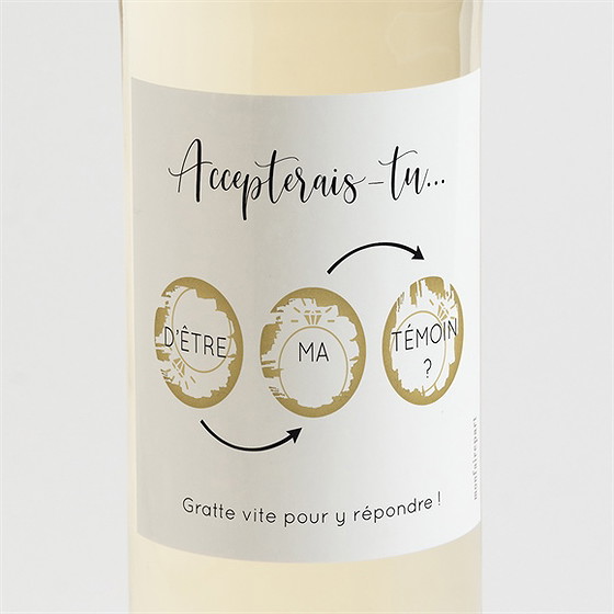Étiquette de bouteille demande témoin à gratter