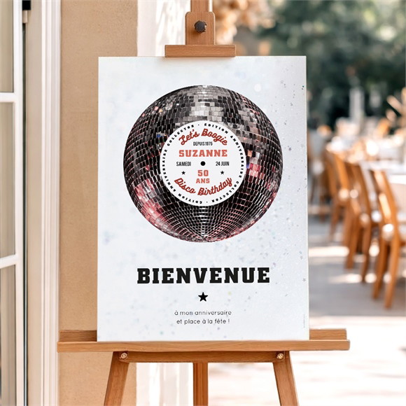 Panneau bienvenue anniversaire Disco réf.N260653