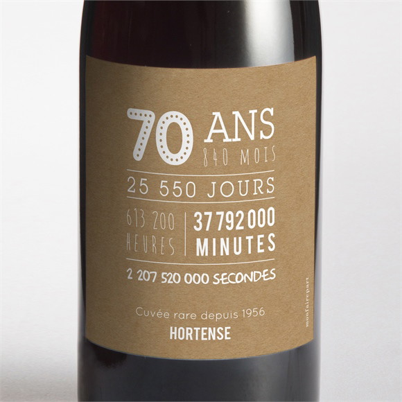 Etiquette de bouteille anniversaire de mariage 70 ans réf.N3002277