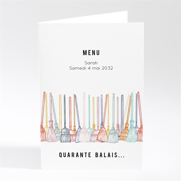 Menu anniversaire 40 balais réf.N401944