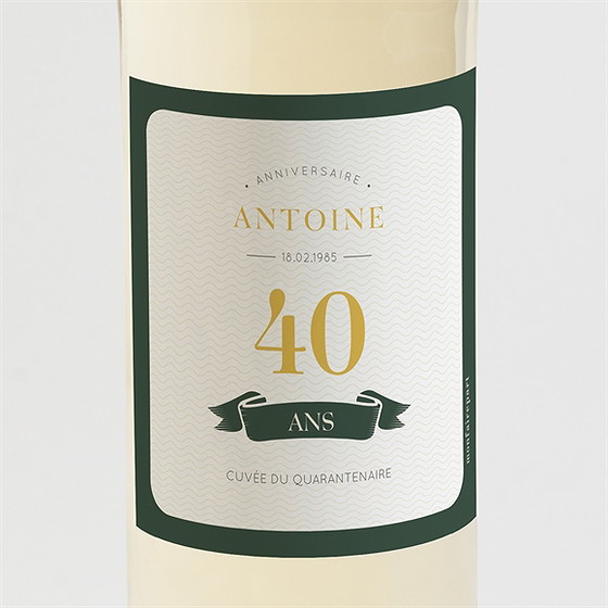 Étiquette de bouteille anniversaire carte d’embarquement 40 ans