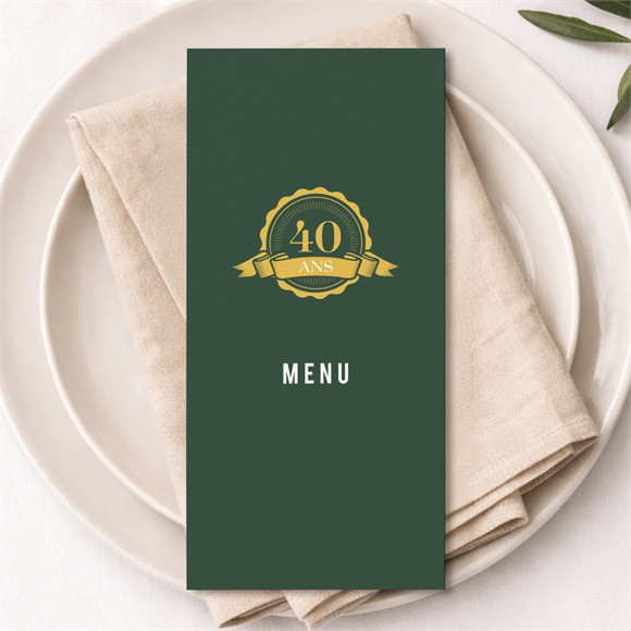 Menu anniversaire Carte d’embarquement 40 ans réf.N221411