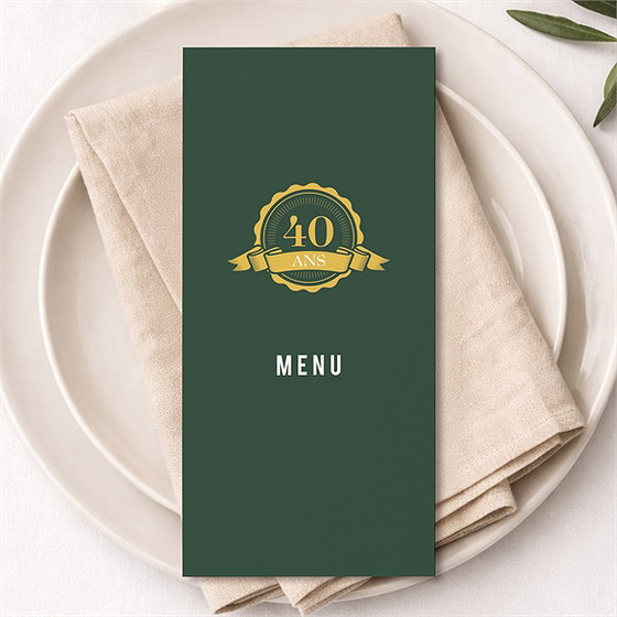 Menu anniversaire carte d’embarquement 40 ans