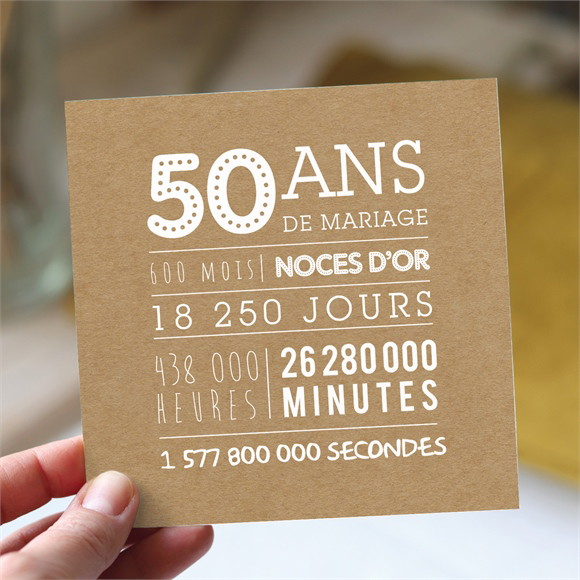 Invitation anniversaire de mariage 50 ans Décompte réf.N351705