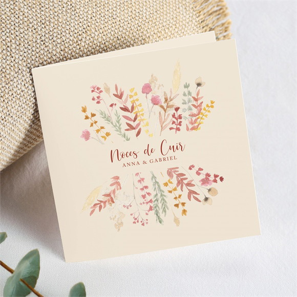 Invitation anniversaire de mariage Noces de cuir réf.N451693