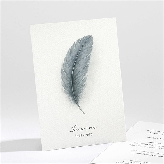 Faire-part décès plume aquarelle