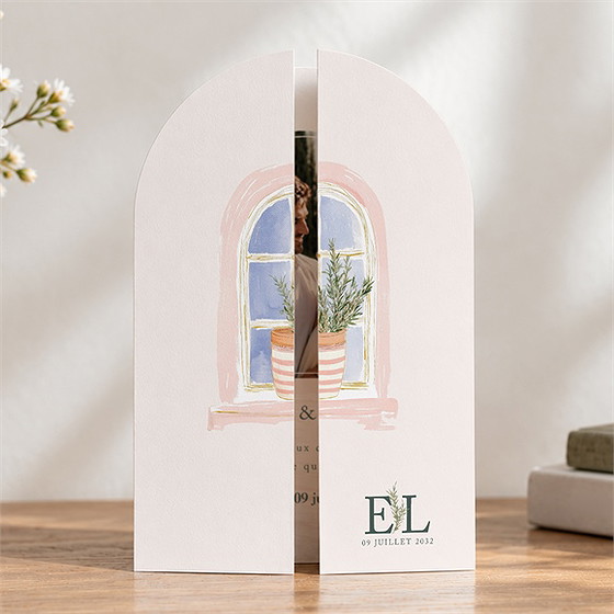 Faire-part mariage fenêtre provençale